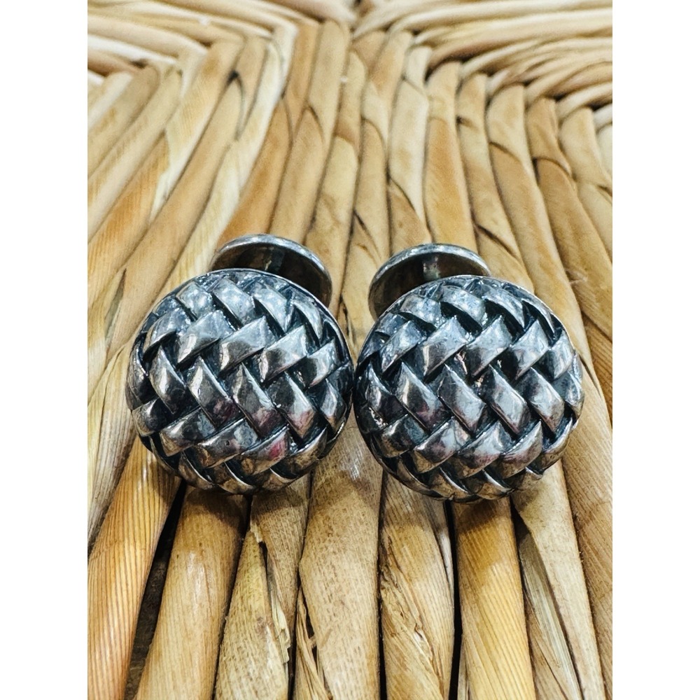 Scott Kay SK 925 Sterling Silver Basket Weave Cufflinks Men's Designer